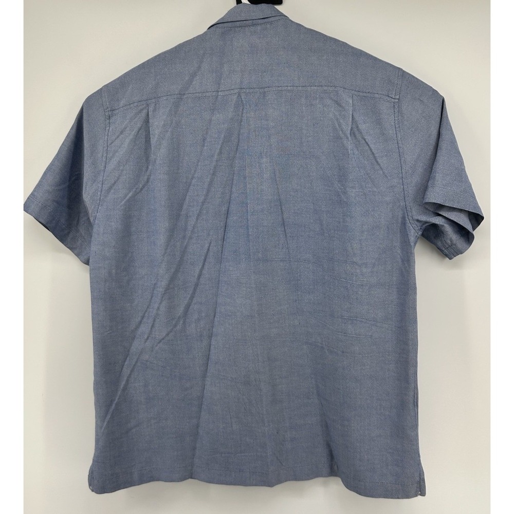 Tommy Bahama Short Sleeve Button Down 100% Silk Front Pocket Shirt Blue Large - Picture 4 of 4